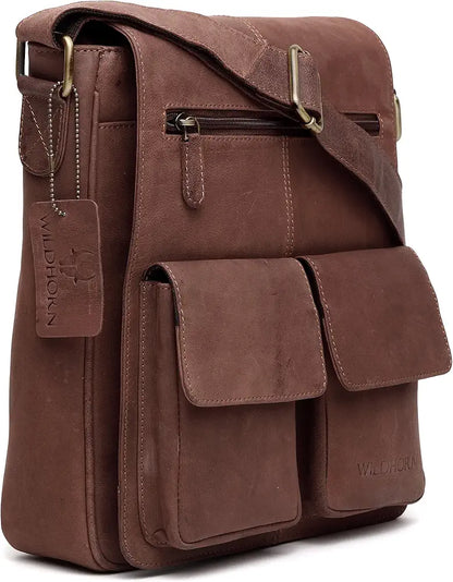 WildHorn® Leather 11 inch Sling Messenger Bag for Men I Multipurpose Crossbody Bag I Travel Bag with Adjustable Strap I Utility Bag I DIMENSION : L-11 inch W-3 inch H-12 inch