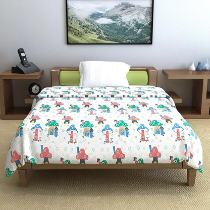 Divine Casa 120 GSM Cotton Single Bed Comforter Soft & Lightweight Reversible All-Season Blanket Colour Bright White