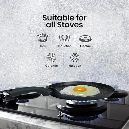 Solara Granite Dosa Tawa Non Stick Pan 28cm Dosa Tawa Induction Base & Gas Black Colour