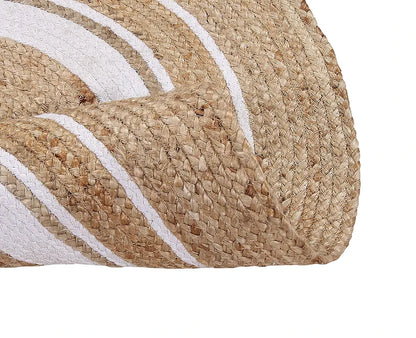 Sashaa World Indian Handmade Braided Jute Round Rugs for Home Décor Colour Beige white