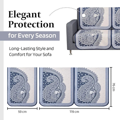 Kuber Industries Sofa Cover Net 2+1 Seater Sofa Slip Cover Set Mor Digital-837 Blue