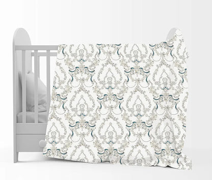 Divine Casa 120 GSM Microfiber Single Kids Dohar Soft & Lightweight Throw Blanket Paisley Pattern Colour Ivory & Beige