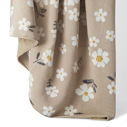 Haus and Kinder Cotton Knitted Blanket for New Born Baby Colour Little Bloom