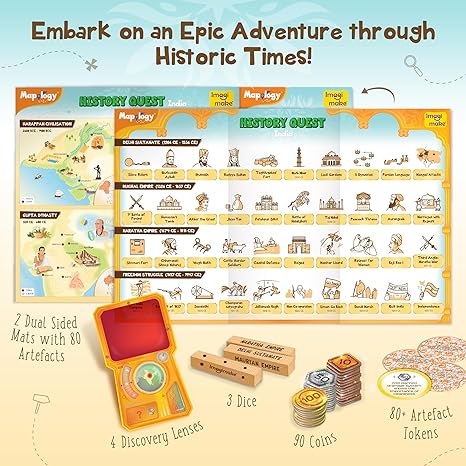Imagimake Mapology History Quest India Historical Board Game Tokens Ancient Dice Educational Toy