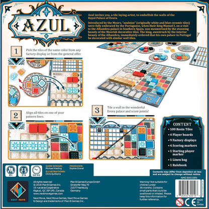 Azul-Board Game Strategy Board Mosaic Tile Placement Family Board