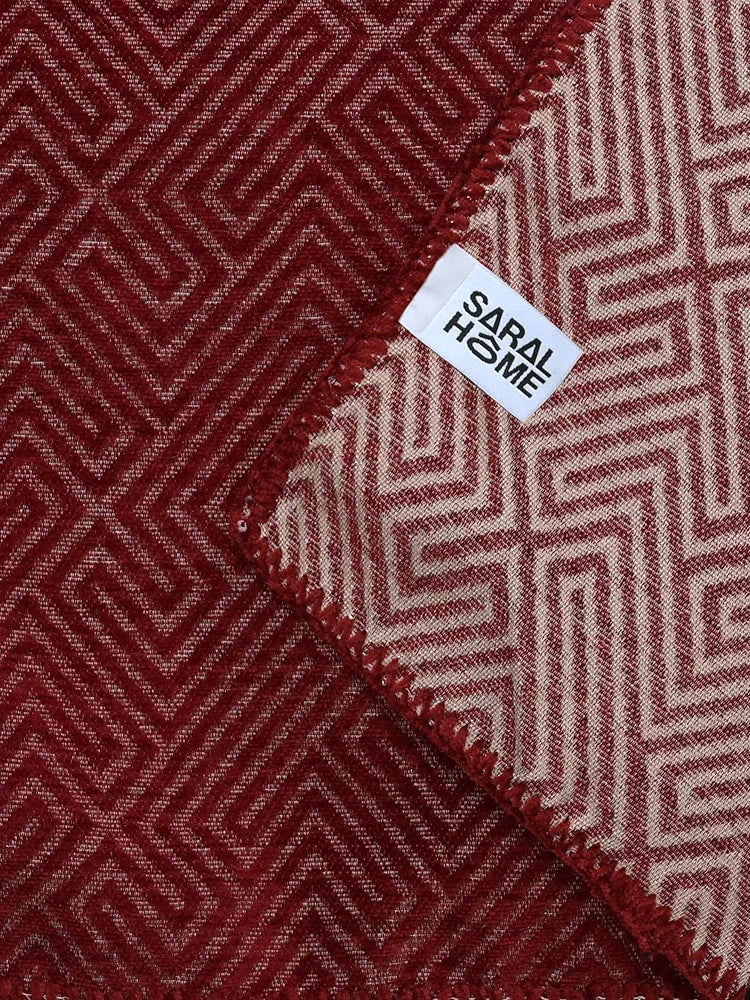 Saral Home Chenille 3 Seater Sofa Cover Throw Colour Red & Maroon