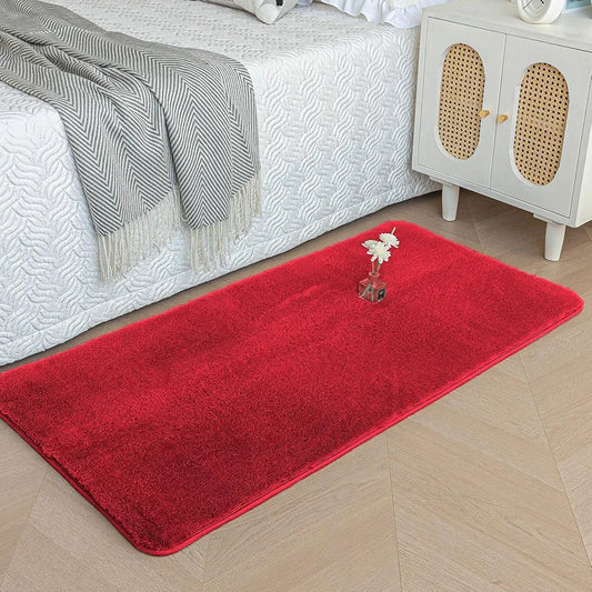 Luxe Home International Ruffle Bath Mat Rabbit Fur 1000 Gsm Bathroom Door Rectangular Foot Mats 60X90Cm Rug Colour Maroon