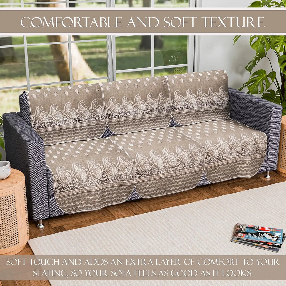 Kuber Industries Set of 6 Durable 3 Seater Sofa Covers Carry Vento Mousse