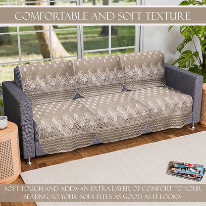 Kuber Industries Set of 6 Durable 3 Seater Sofa Covers Carry Vento Mousse