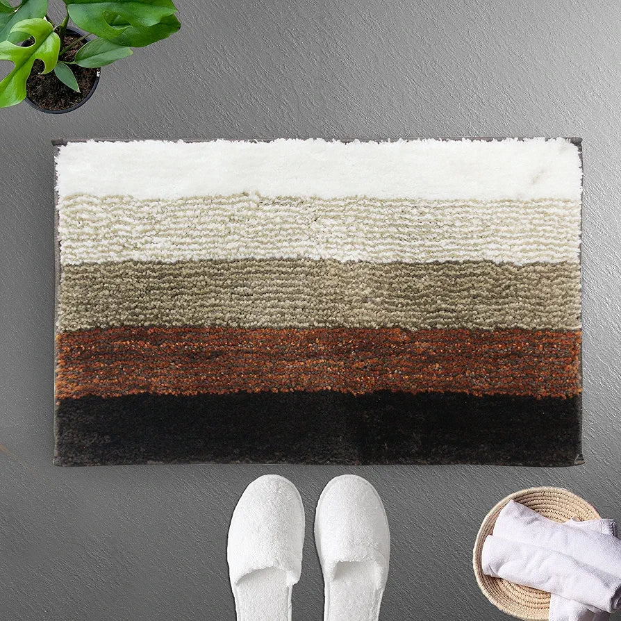 Luxe Home Bath Mat Super Soft Anti Skid Slip Water Soak Washable Oyster Door Mats Colour Teracotta (Pack of 2)