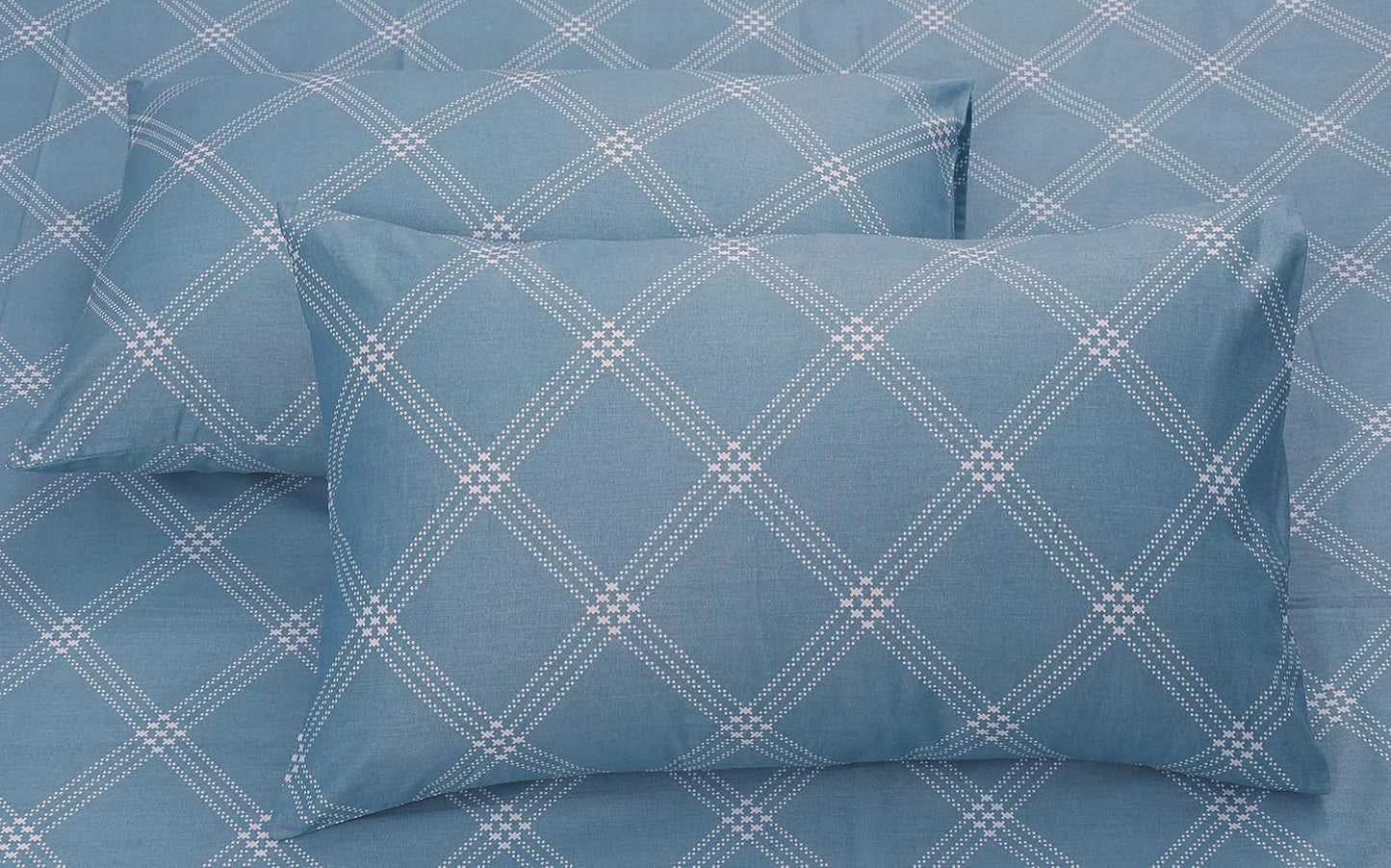 Huesland by Ahmedabad Cotton 186 TC Cotton Pillow Covers Set of 2 | Blue