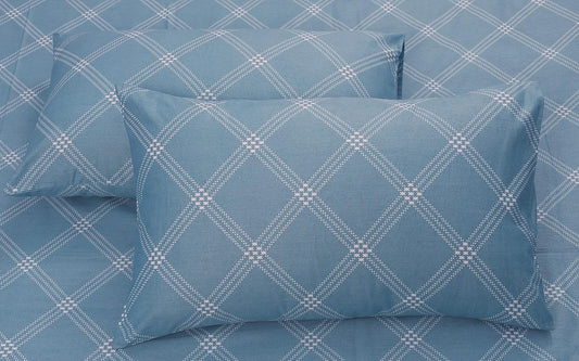 Huesland by Ahmedabad Cotton 186 TC Cotton Pillow Covers Set of 2 | Blue