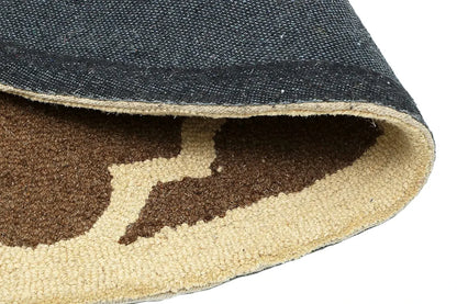 The Home Talk Tufted Round Wool Carpet for Living Room Bed Room Hall 4 Feet Diameter Brown Quatrefoil