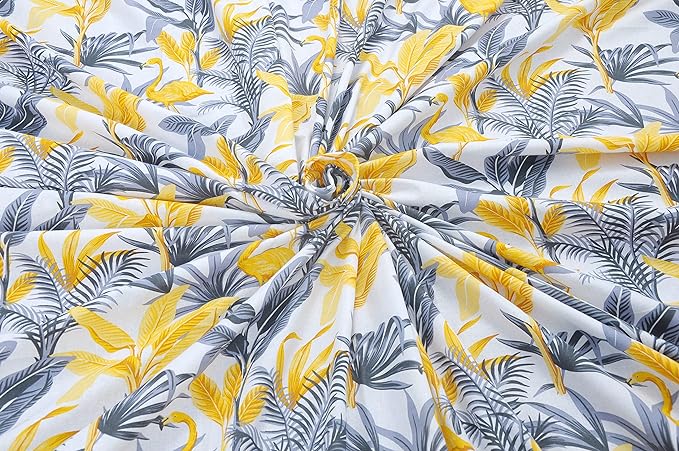 Huesland by Ahmedabad Cotton 144 TC King Size Bedsheet Cotton with 2 Pillow Covers | Flamingos Yellow