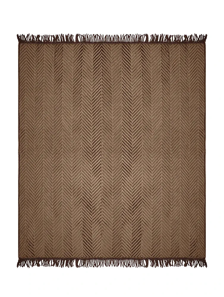 Saral Home Easy Living Velvet Chevron Sofa Throw Brown