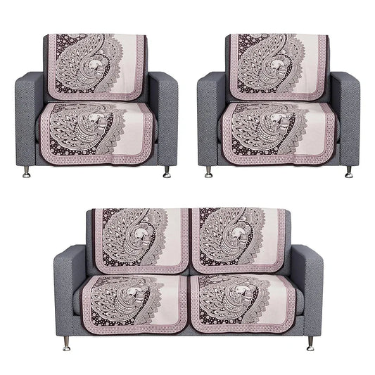 Kuber Industries Sofa Cover Net 2+1+1 Seater Sofa Slip Cover Set Mor Digital-837 Purple