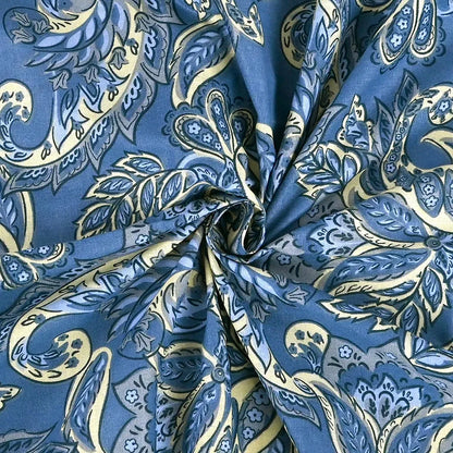 Divine Casa 144 TC 100% Pure Cotton Single Size Bedsheet with 1 Pillow Cover Floral Paisley Colour Beige Blue