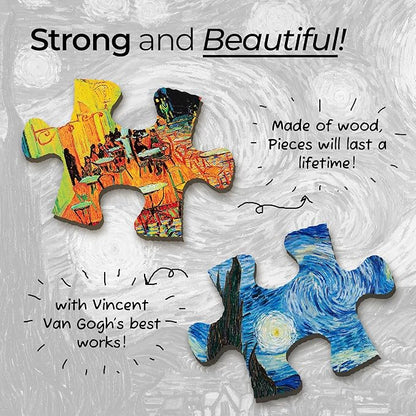 91knots Vincent Van Gogh's-starry Night Wooden Jigsaw Puzzle 140 Pieces | Brain Booster Games & Toys for Above 5+ Years