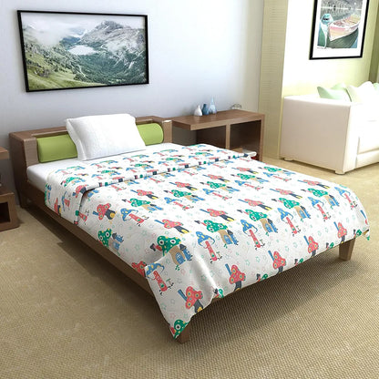 Divine Casa 120 GSM Cotton Single Bed Comforter Soft & Lightweight Reversible All-Season Blanket Colour Bright White