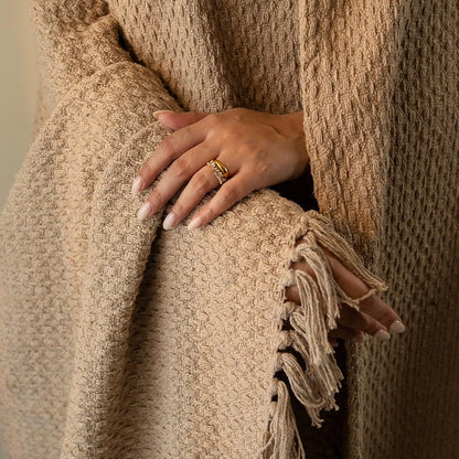 Sashaa World Weaved Beige Cotton Throw Colour Beige