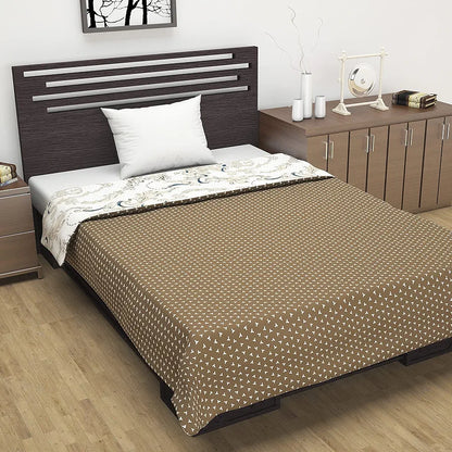 Divine Casa 120 GSM Super Soft Brushed Microfiber Lightweight Jaipuri Print Rajai Single Bed Reversible AC Blankets for Winter TC - 120 Colour Lead Gray