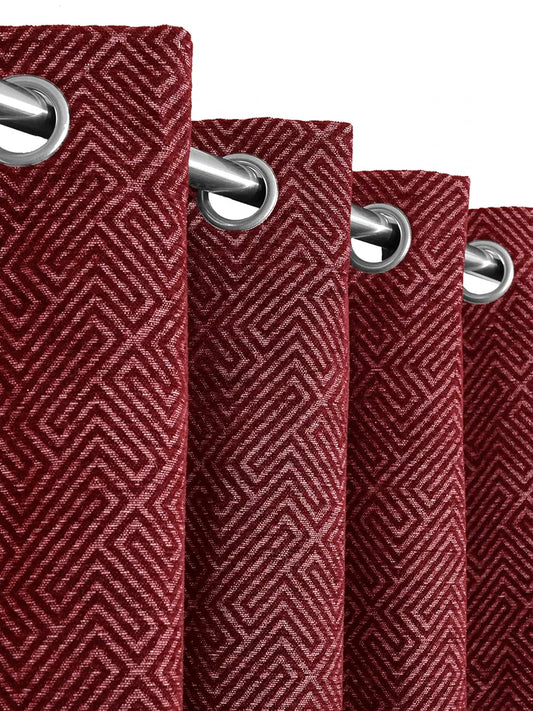 Saral Home Pacman Chenille Blackout Door Curtains 2pc Maroon