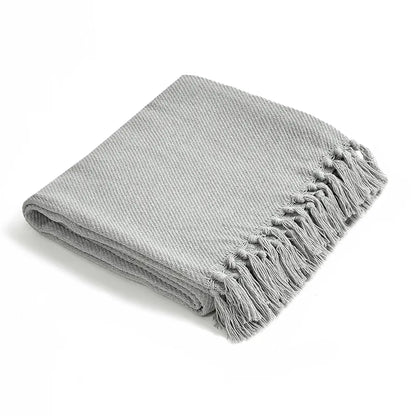 Sashaa World Solid Grey Cotton Throw Colour Light Grey