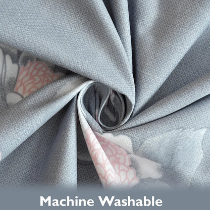 Fresh From Loom King Size Floral Print Microfiber Fitted Bedsheet Set 240 TC 2 Pillow Cover Grey Walnut