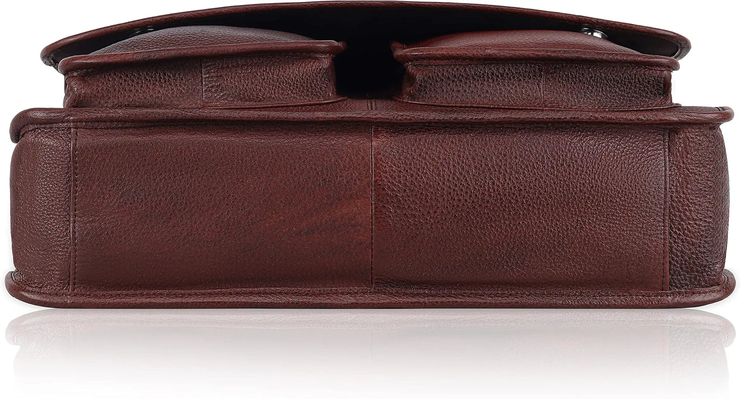 WildHorn Urban Edge100% Leather Laptop Messenger Maroon Men's Bag 