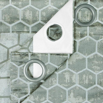 Story@Home Azurio Room Darkening Curtain Door 7 Feet Long 1 Piece Hexagon Hive Print Grey