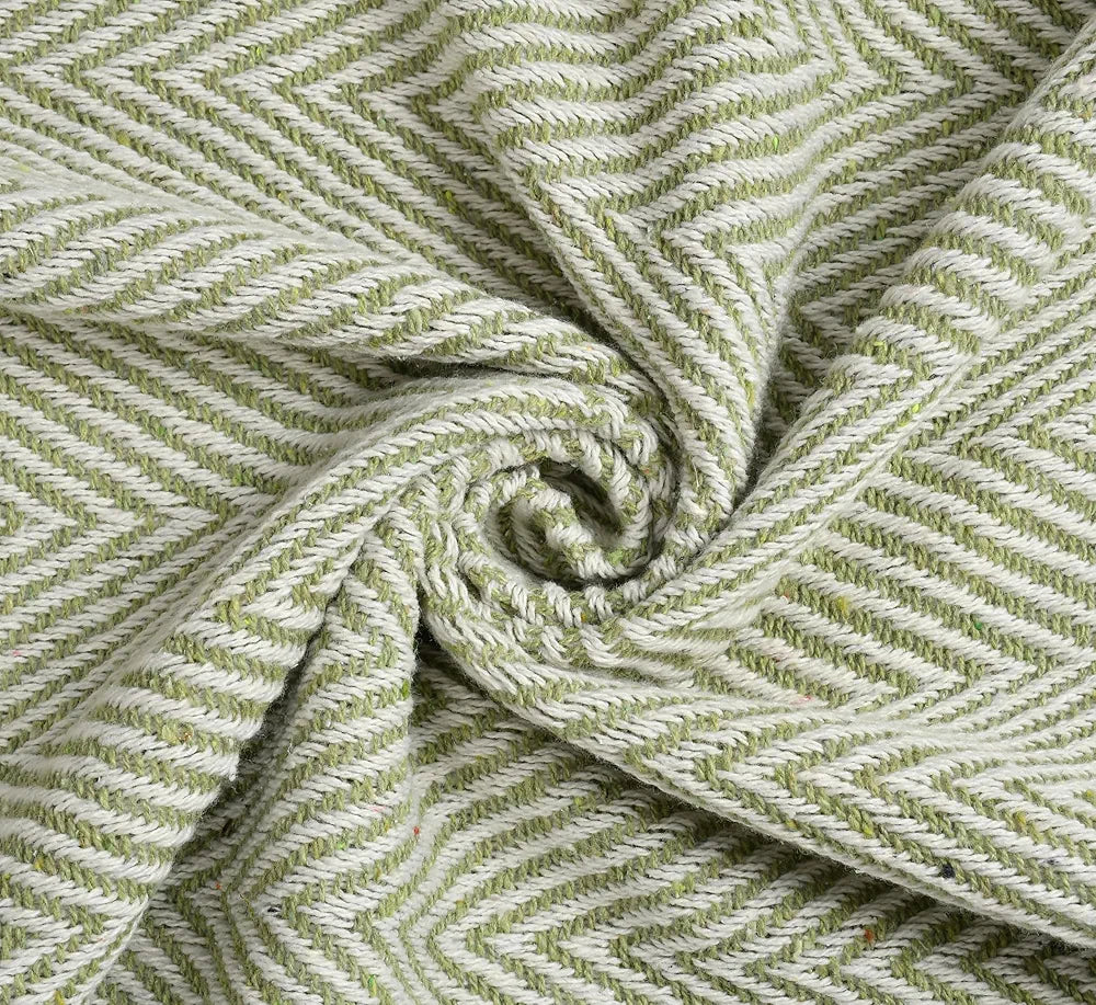 Sashaa World Cotton Spring Hued Chevron Throw Blanket Colour Light Green