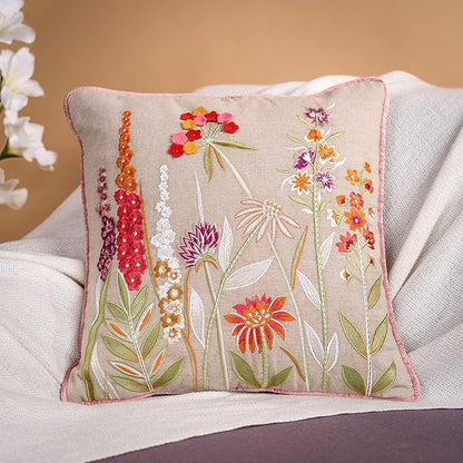 Haus & kinder Decorative Embroidered Cushion Cover | Colour Embroidery Felt