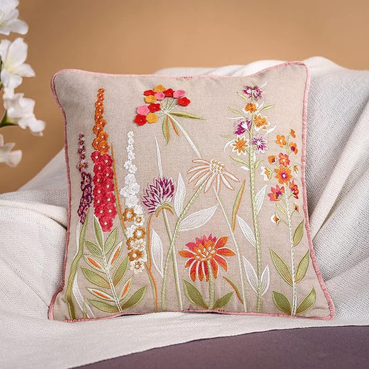Haus & kinder Decorative Embroidered Cushion Cover | Colour Embroidery Felt