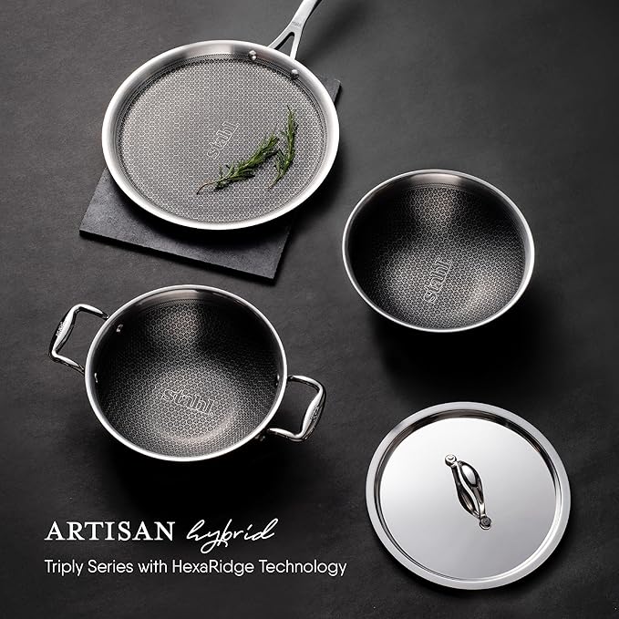 Stahl Artisan Hybrid Triply Frying Pan With Lid | Fry Pan Induction Base | Frying Pan Non Stick | Stainless Steel | 2.3 L | 28 Cm