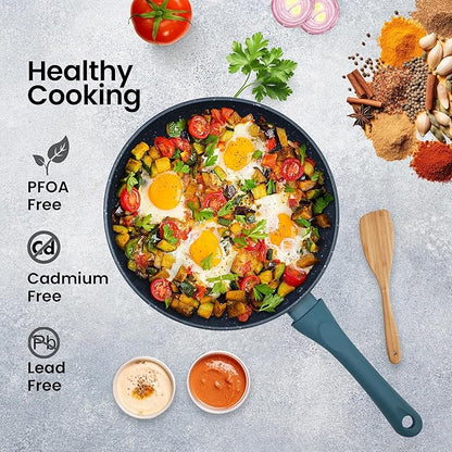 Solara Non Stick Frying Pan 24cm Granite Omlette Egg Pan Induction & Gas Fry Pan Bezel Colour
