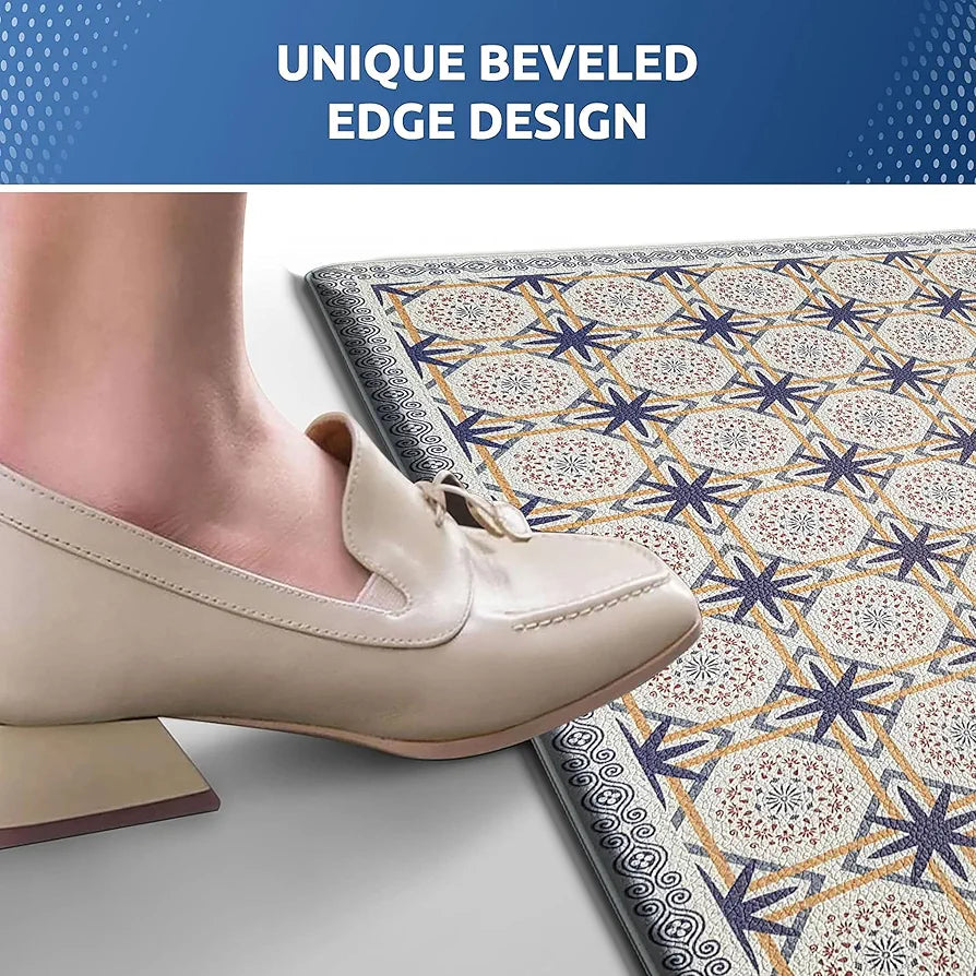 Luxe Home Columbo Anti-Fatigue Kitchen Mat Moroccan Tile Standing Desk Mat Colour Patcrn