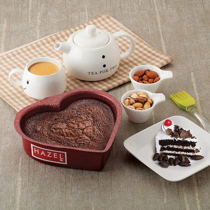 Hazel Cake Mould Non Stick Mold Heart Baking Pans 1/2kg Aluminized Steel Pan (Red) colour