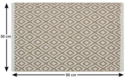 The Home Talk Weaved Cotton Rectangular Carpets Contemporary Decorators Area Rugs for Bedroom Beige