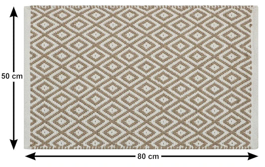 The Home Talk Weaved Cotton Rectangular Carpets Contemporary Decorators Area Rugs for Bedroom Beige