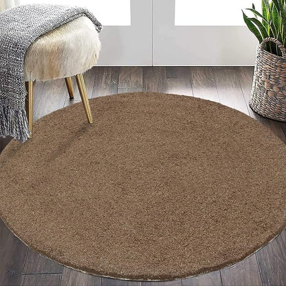 The Home Talk Tufted Round Wool Carpet Anti-Skid Backing Area Rugs for Living Room 3 Diameter Multi Rangoli