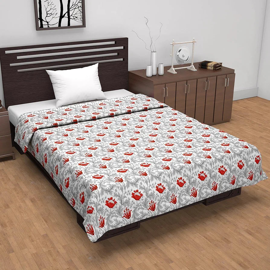 Divine Casa Floret 100% Cotton Single Dohar 120 GSM Soft & Lightweight Throw Blanket Colour Royale