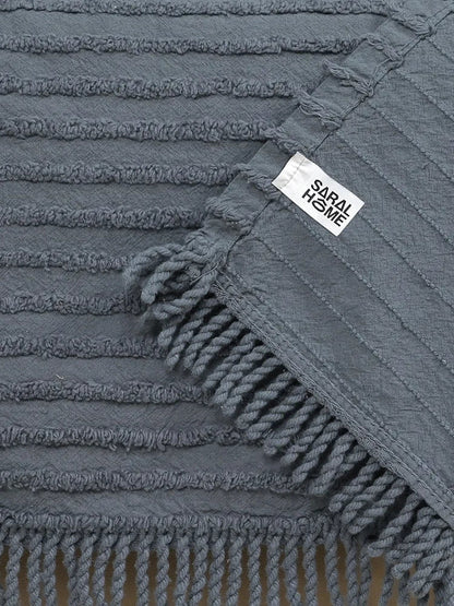 Saral Home Barkha Stripe Cotton 1 Seater Sofa Throw Colour Grey