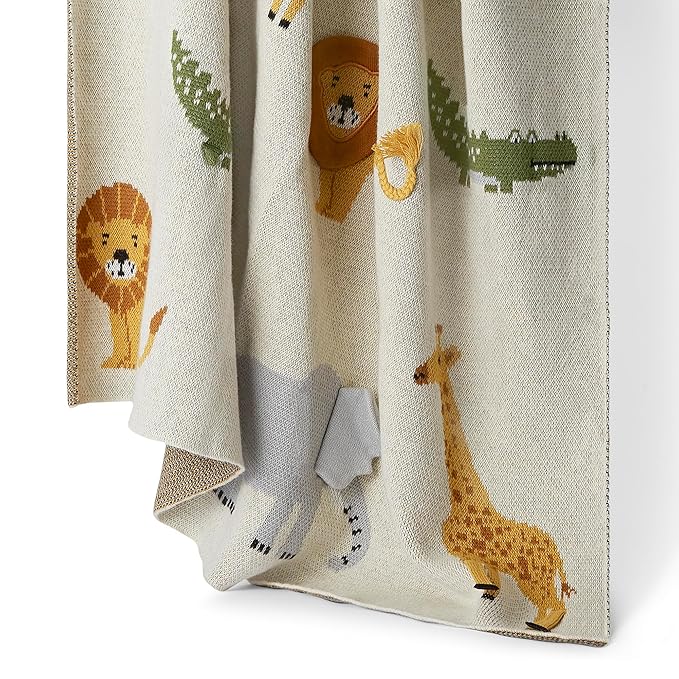 Haus and Kinder Cotton Knitted Blanket for New Born Baby Colour Jungle Party
