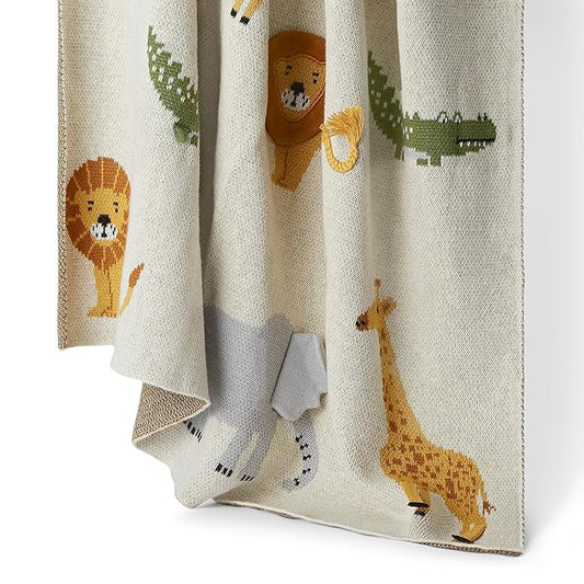 Haus and Kinder Cotton Knitted Blanket for New Born Baby Colour Jungle Party