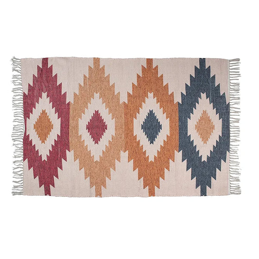 Homadorn Chindi Handmade Printed Modern Dhurrie/Rugs/Carpet Colour Multi3
