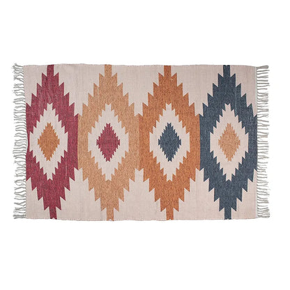 Homadorn Chindi Handmade Printed Modern Dhurrie/Rugs/Carpet Colour multi3