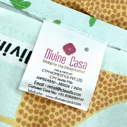 Divine Casa 144 TC 100% Cotton Single Bedsheet with 1 Pillow Cover Abstract Pattern Colour Water Blue
