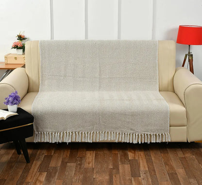 Sashaa World Cotton Spring Hued Chevron Throw Blanket Colour Light Beige