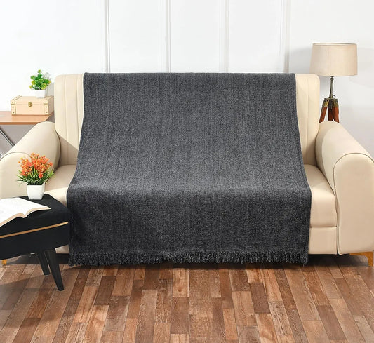 Sashaa World Soft Chenille Throw Colour Charcoal