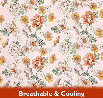 Fresh From Loom Floral Print Microfiber Single Bed Bedsheet Set Anti Fade 240 TC 1 Pillow Covers Soft-Pink